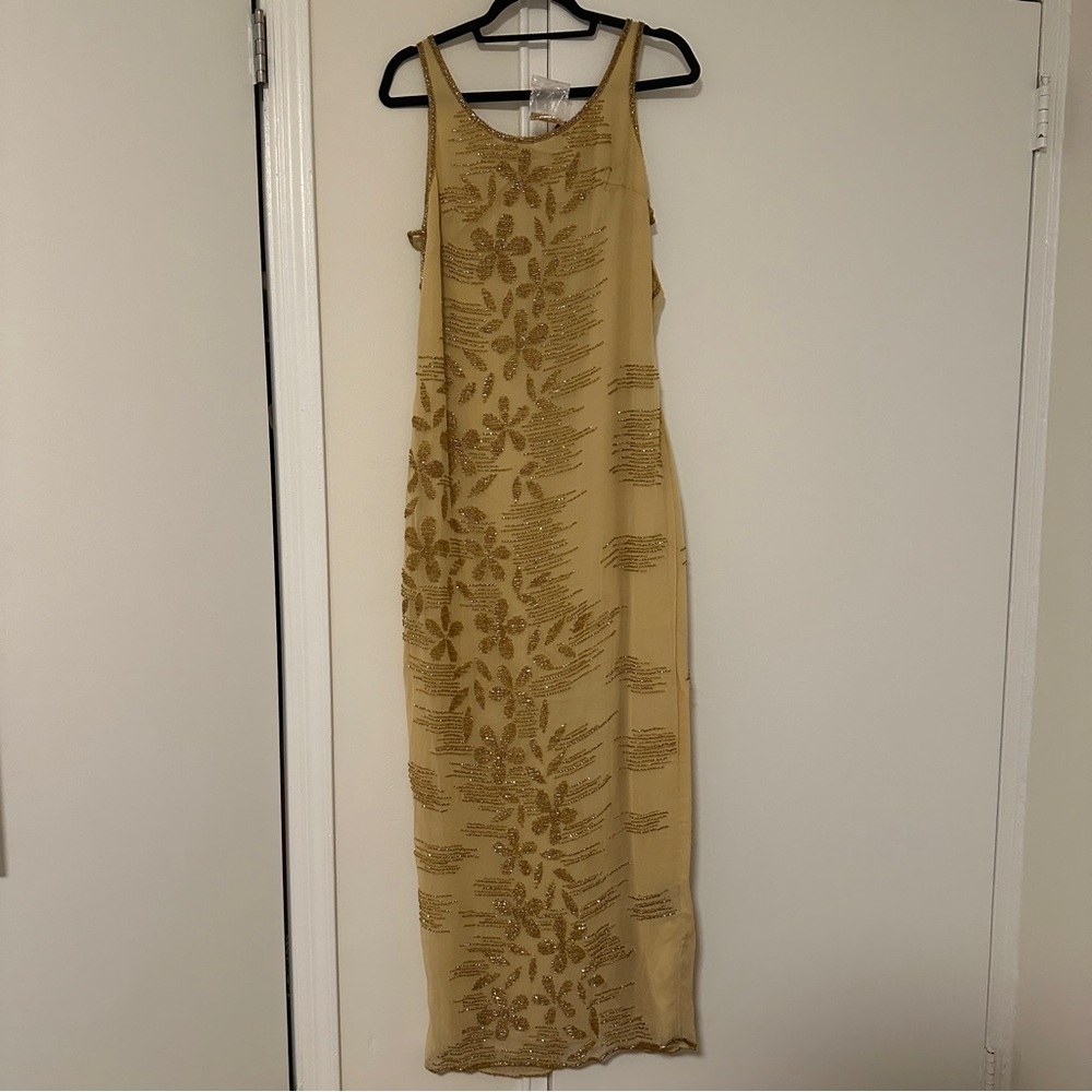 Raga Gold Beaded Gown NWT